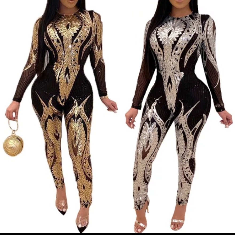 Elegant Black and Gold Jumpsuit